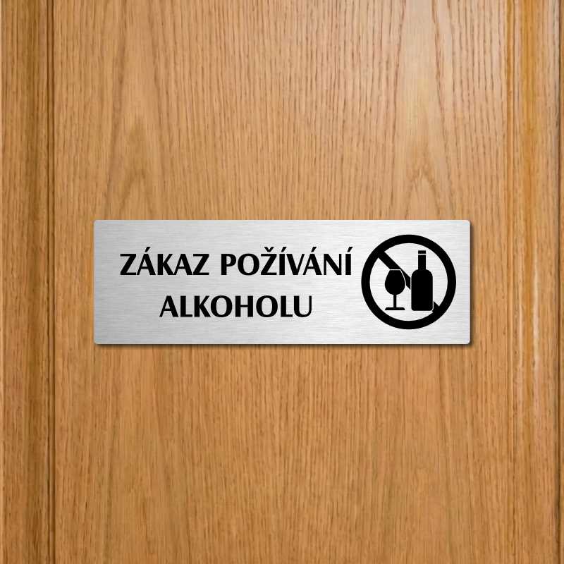 Zákaz alkoholu, 240x79mm, stříbrná popiska s ozdobou uprostřed